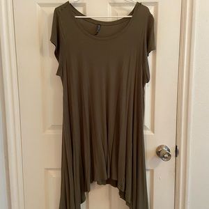 Dark sage green Cotton On high to low rise dress